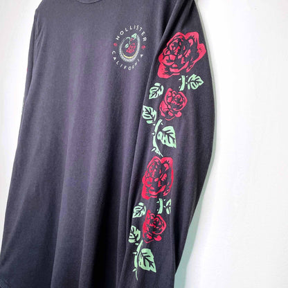 hollister snake rose long sleeve tee - size large