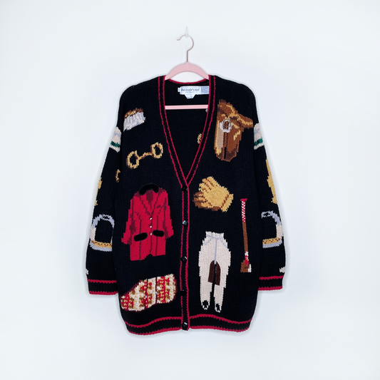 the eagles eye equestrian cardigan sweater - size large