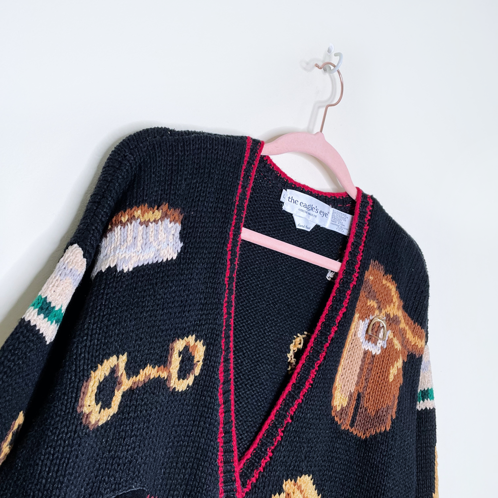 the eagles eye equestrian cardigan sweater - size large