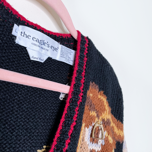 the eagles eye equestrian cardigan sweater - size large