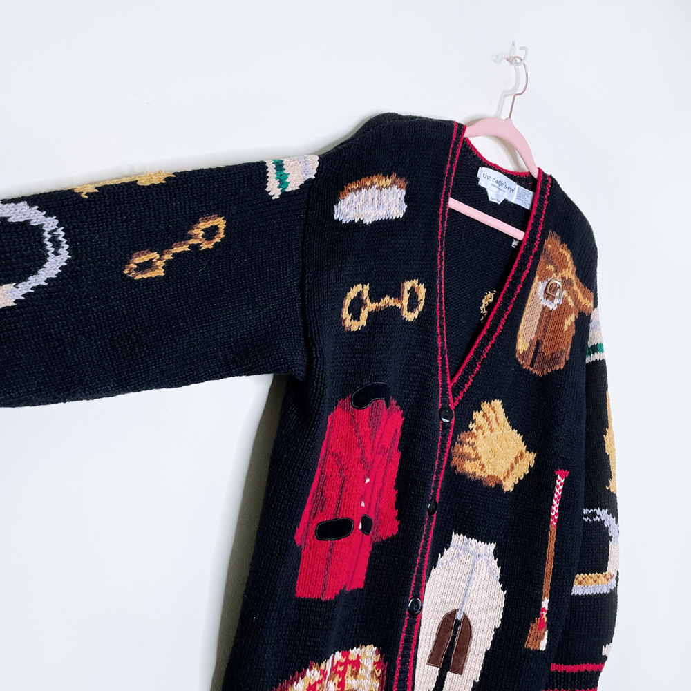 the eagles eye equestrian cardigan sweater - size large