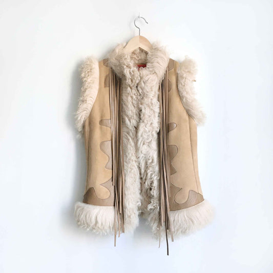 Hugo Boss Mongolian sheepskin fringe vest - size 38R