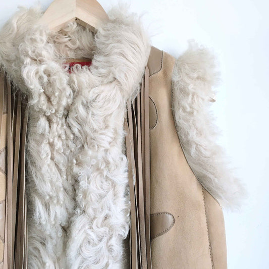 Hugo Boss Mongolian sheepskin fringe vest - size 38R