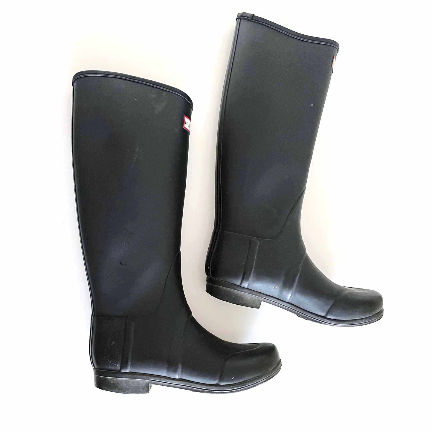 Hunter original unisex black tall rain boot - size 6M / 7F