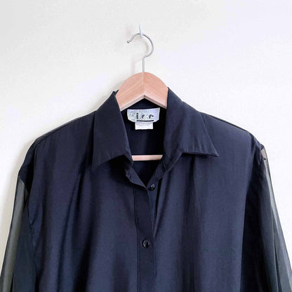 Vintage ICE sheer black 90's button down - size Large