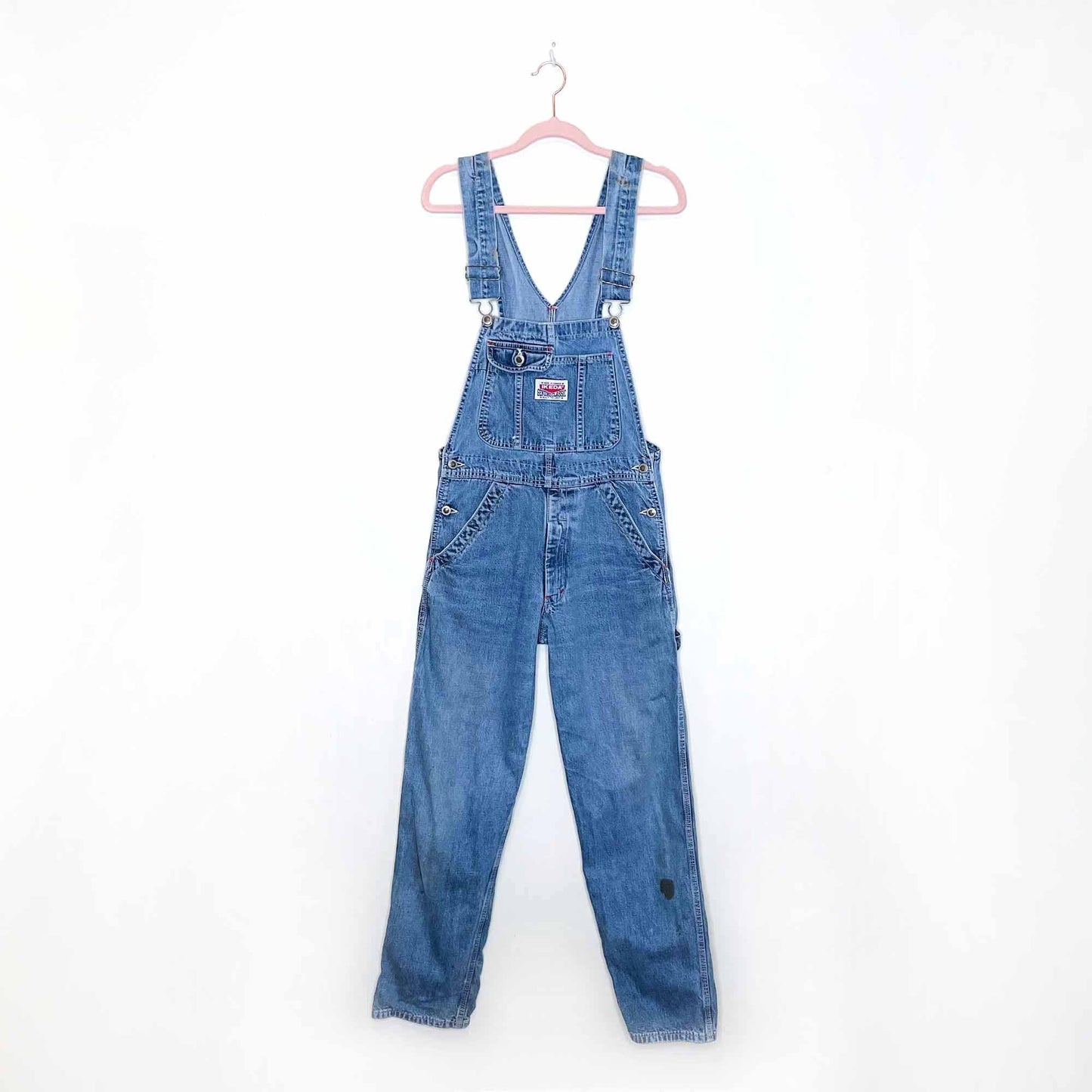 vintage 90's ikeda light wash denim overalls - size xs