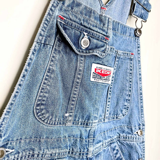 vintage 90's ikeda light wash denim overalls - size xs