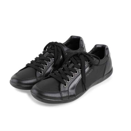 pradablack nylon + saffiano leather sneakers - size 38