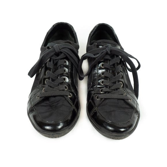 pradablack nylon + saffiano leather sneakers - size 38