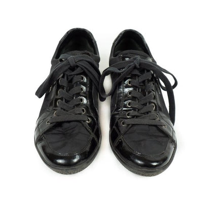 pradablack nylon + saffiano leather sneakers - size 38