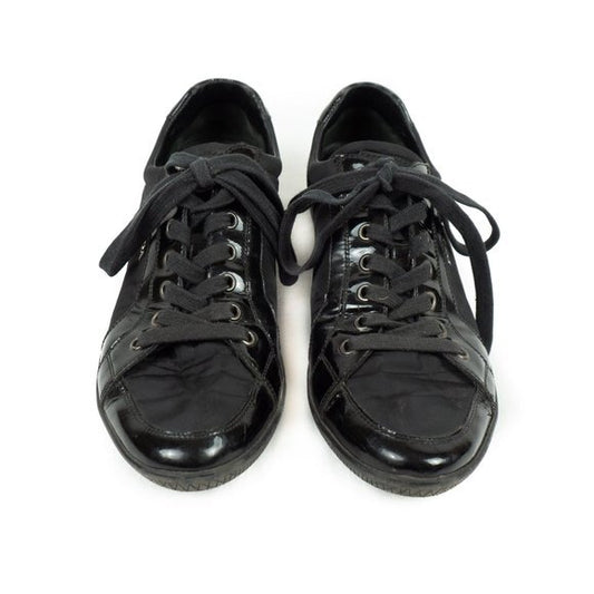 pradablack nylon + saffiano leather sneakers - size 38