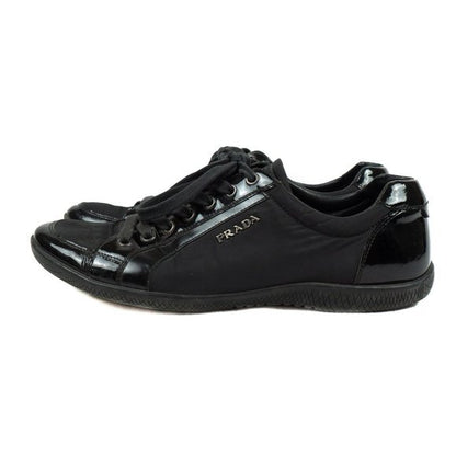 pradablack nylon + saffiano leather sneakers - size 38