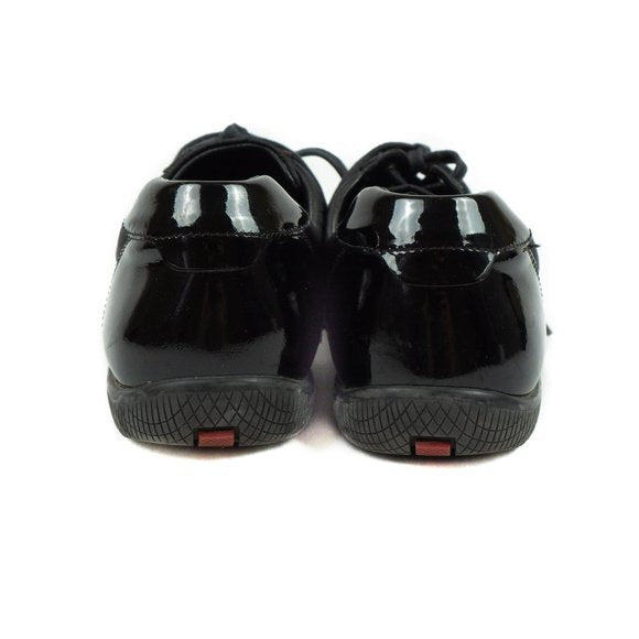 pradablack nylon + saffiano leather sneakers - size 38