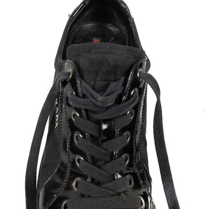 pradablack nylon + saffiano leather sneakers - size 38