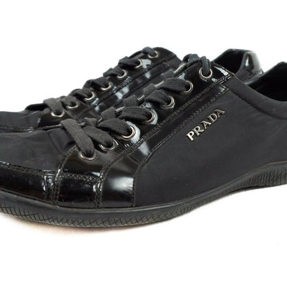 pradablack nylon + saffiano leather sneakers - size 38