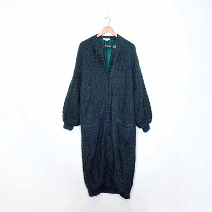 vintage erika knitwear ireland fisherman's handknit duster sweater jacket - size med/large