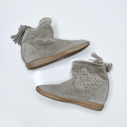 isabel marant basley wedge suede short boot - size 39