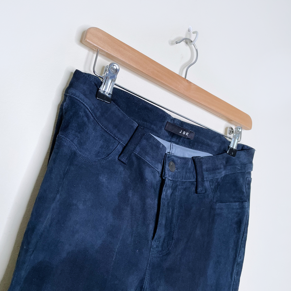 j brand lambskin suede super skinny mid-rise pants - size 28