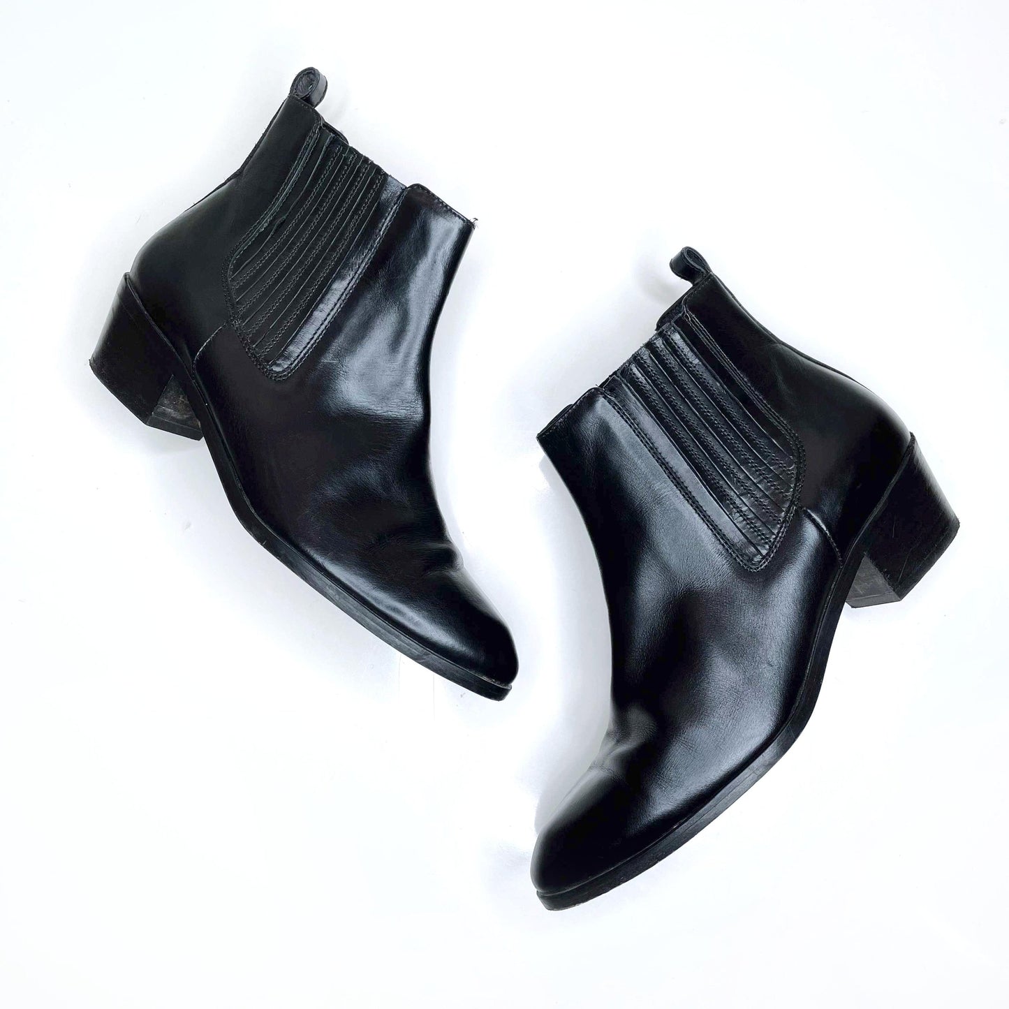 j crew black leather chelsea ankle boots - size 7