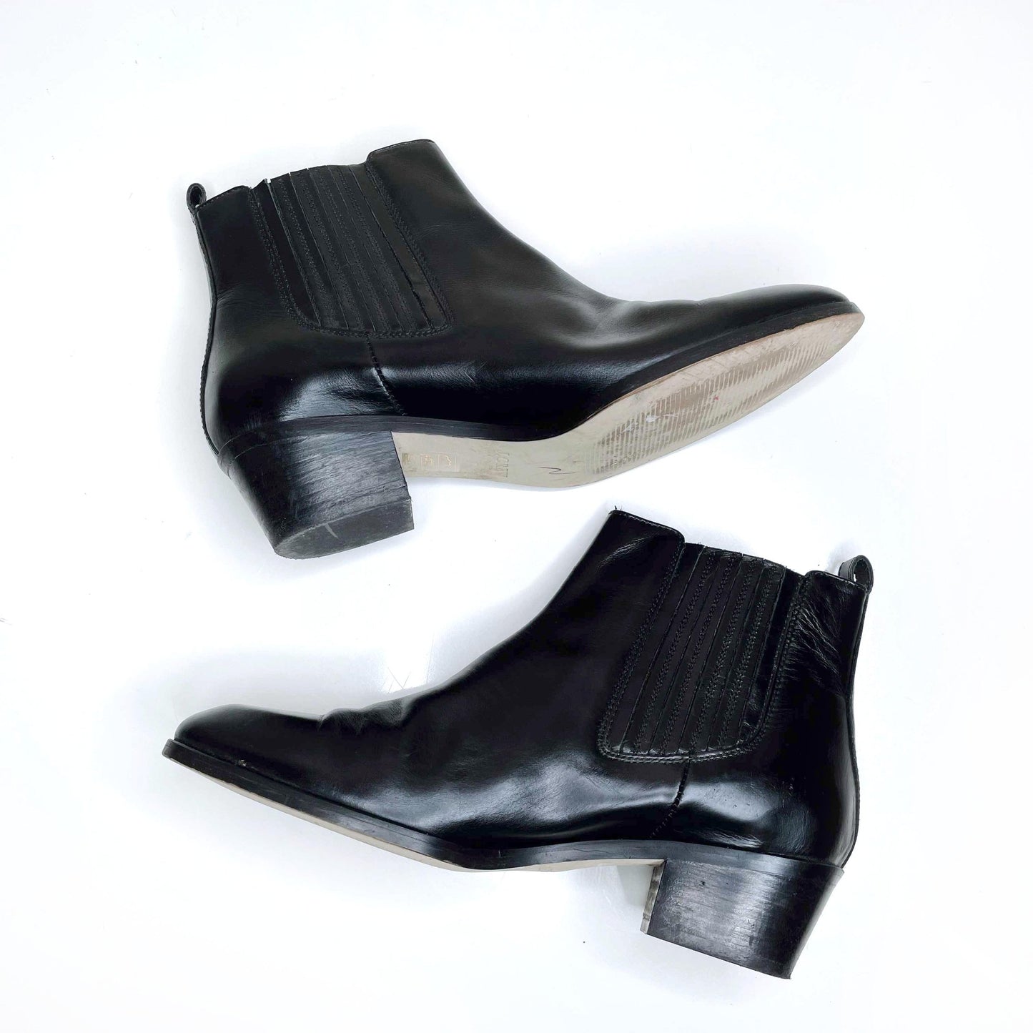 j crew black leather chelsea ankle boots - size 7