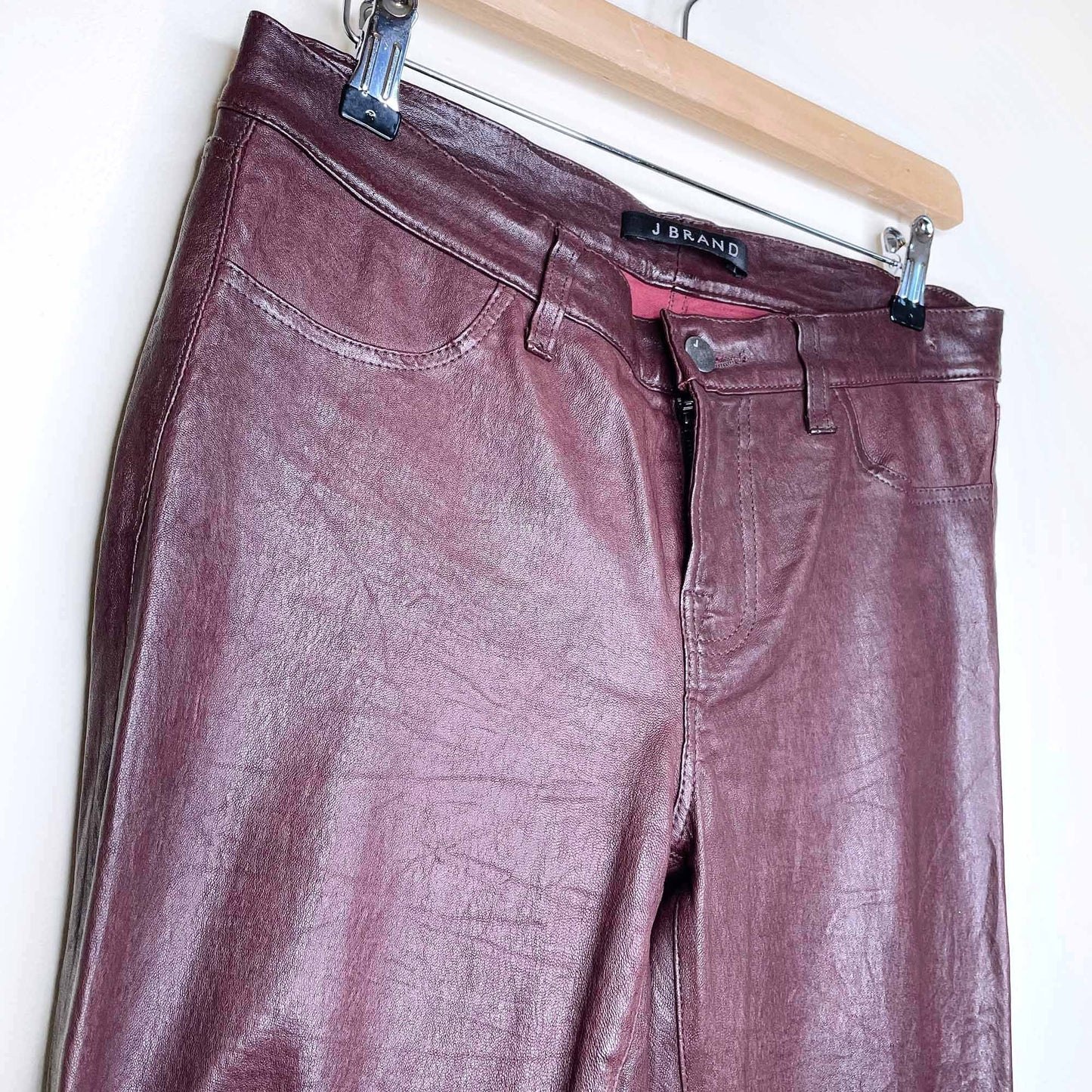 j brand super skinny mid-rise leather pants - size 29