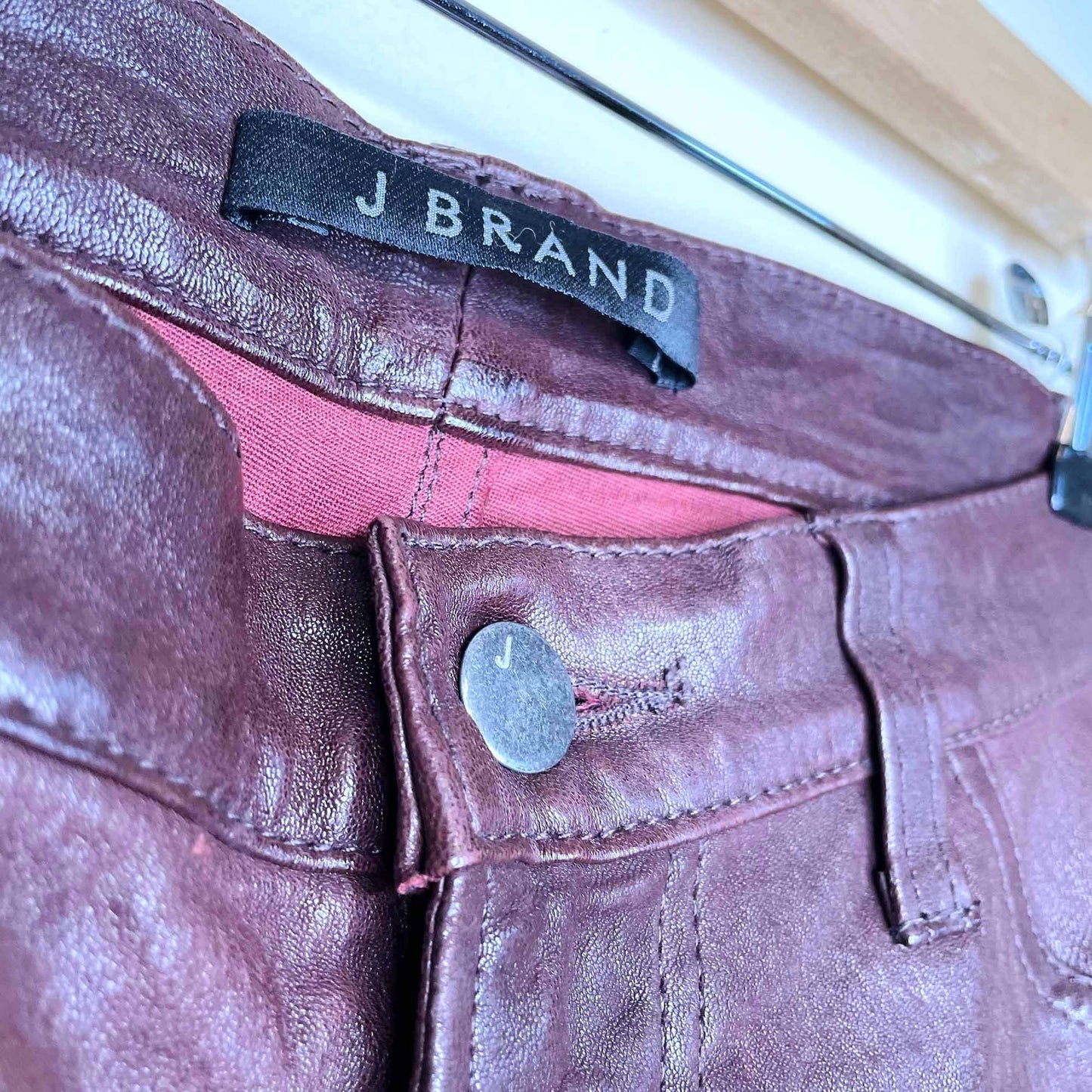 j brand super skinny mid-rise leather pants - size 29