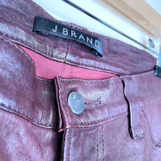 j brand super skinny mid-rise leather pants - size 29