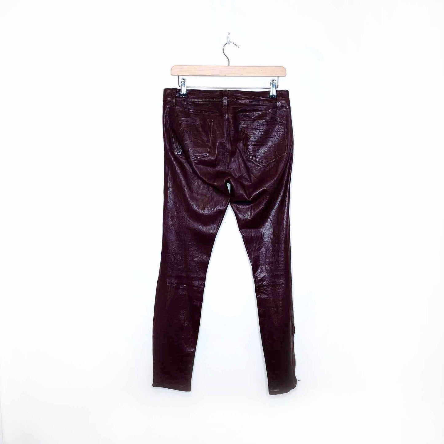 j brand super skinny mid-rise leather pants - size 29