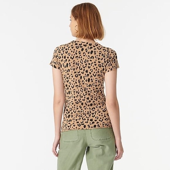 j crew leopard print cashmere sweater tee - size xs