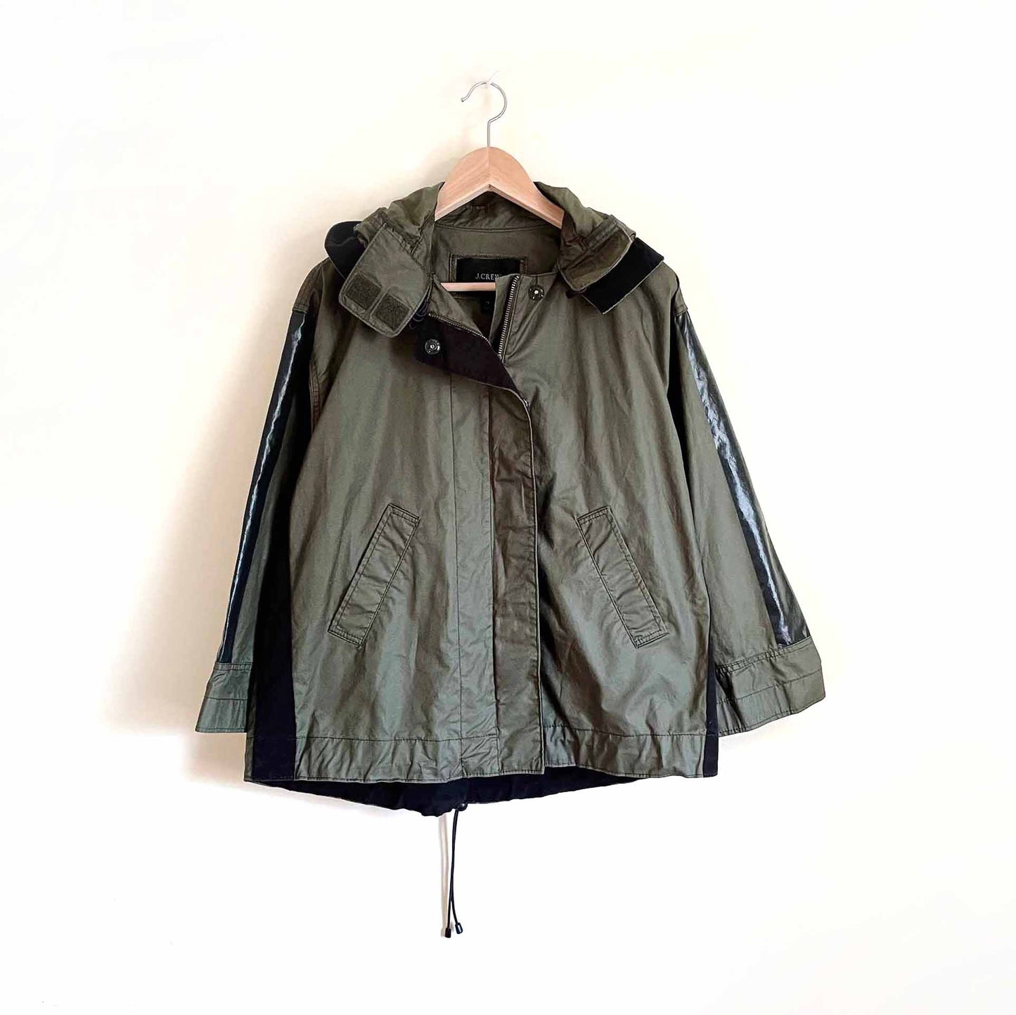 j crew oversized waxed cotton oilcloth light jacket - size xs