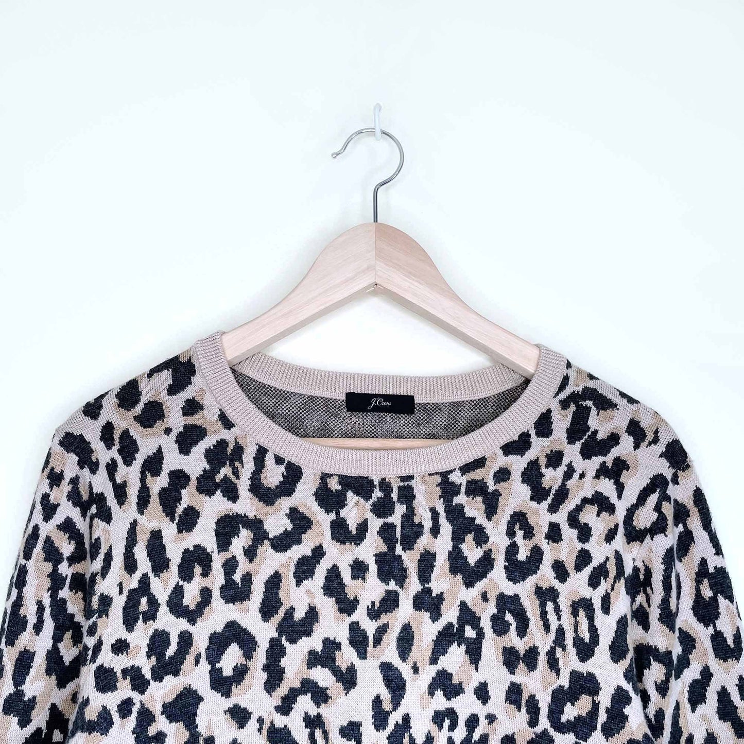 j crew 100% merino wool leopard print sweater - size small