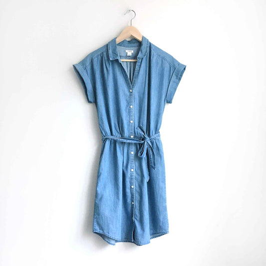 j crew chambray belted shirt dress - size xs