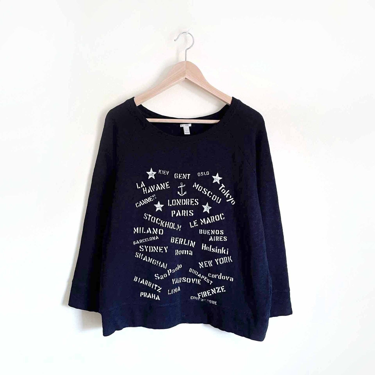 J Crew travel postcard printed graphic sweatshirt - size Medium