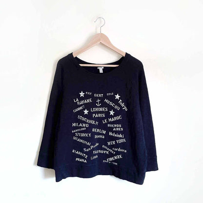 J Crew travel postcard printed graphic sweatshirt - size Medium