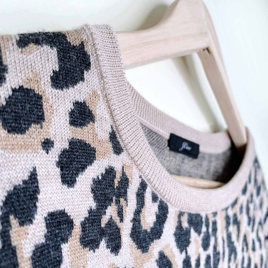 j crew 100% merino wool leopard print sweater - size small
