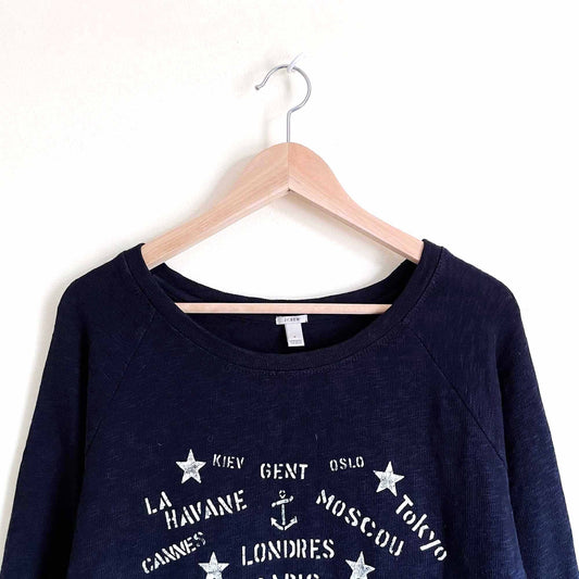 J Crew travel postcard printed graphic sweatshirt - size Medium