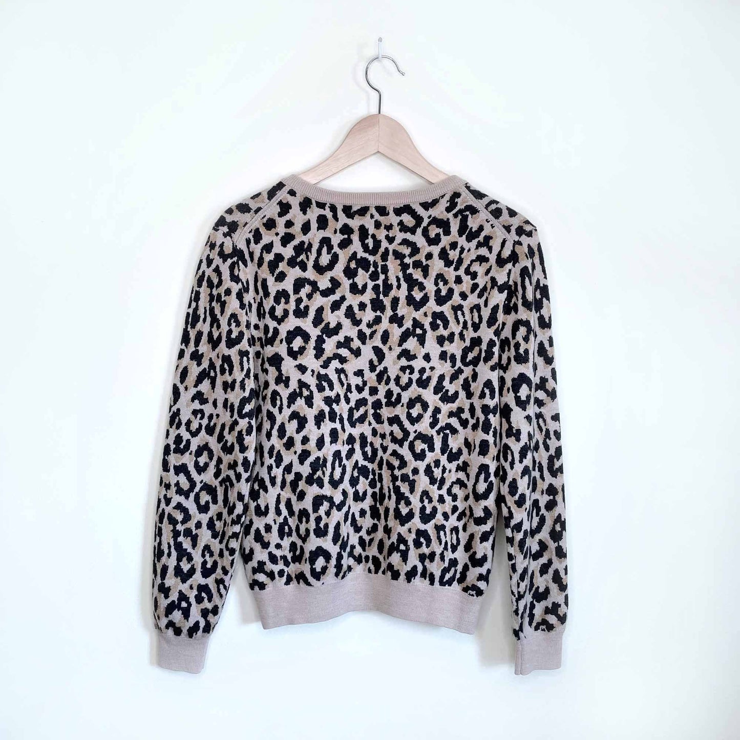 j crew 100% merino wool leopard print sweater - size small