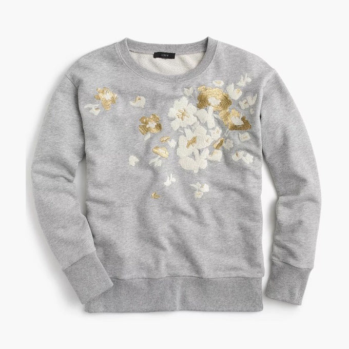 J Crew Embroidered Flower Sweatshirt - size Medium