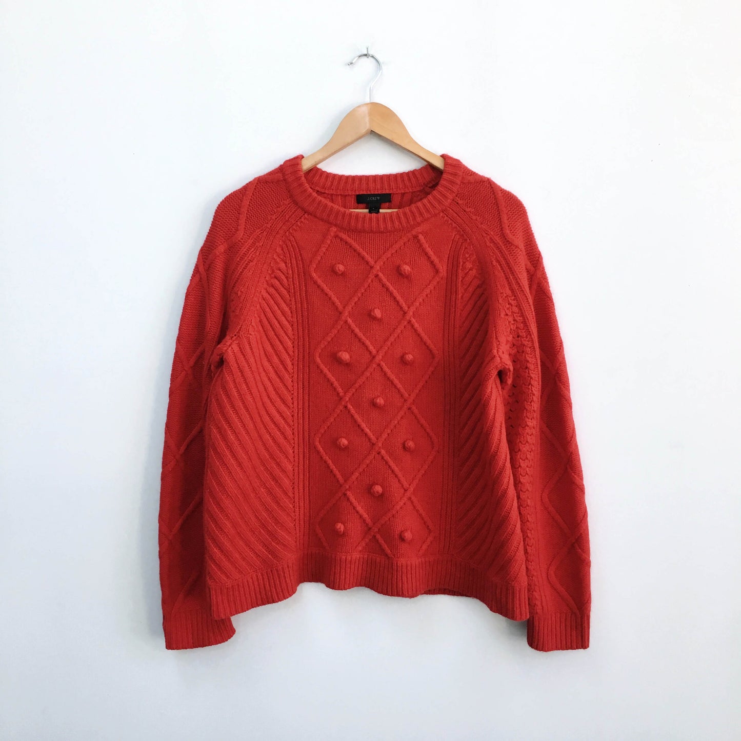 J Crew Cable Pom Pom Sweater - size Large