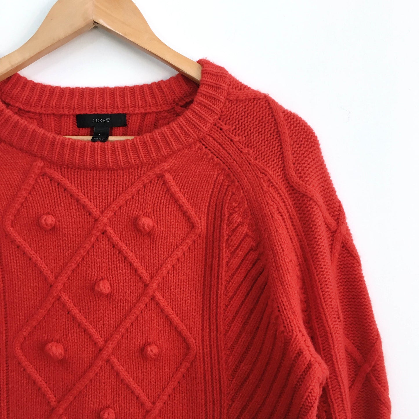 J Crew Cable Pom Pom Sweater - size Large