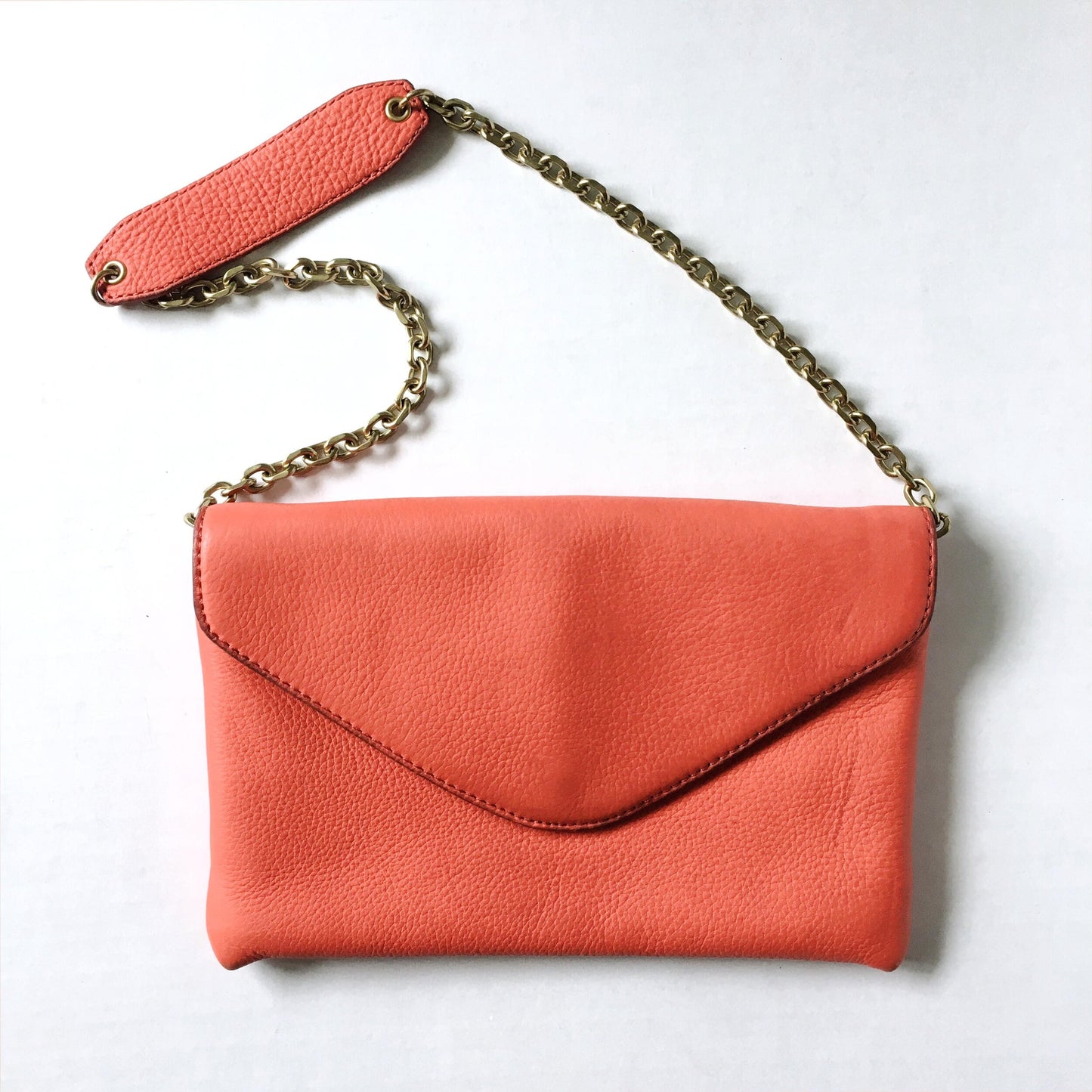 J Crew leather envelope clutch with chain