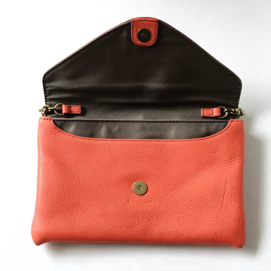 J Crew leather envelope clutch with chain
