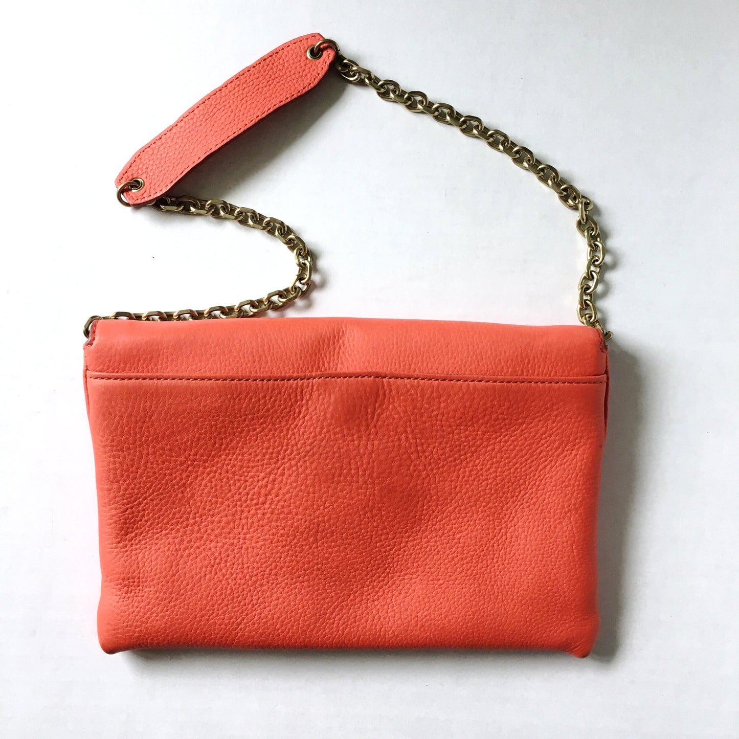 J Crew leather envelope clutch with chain