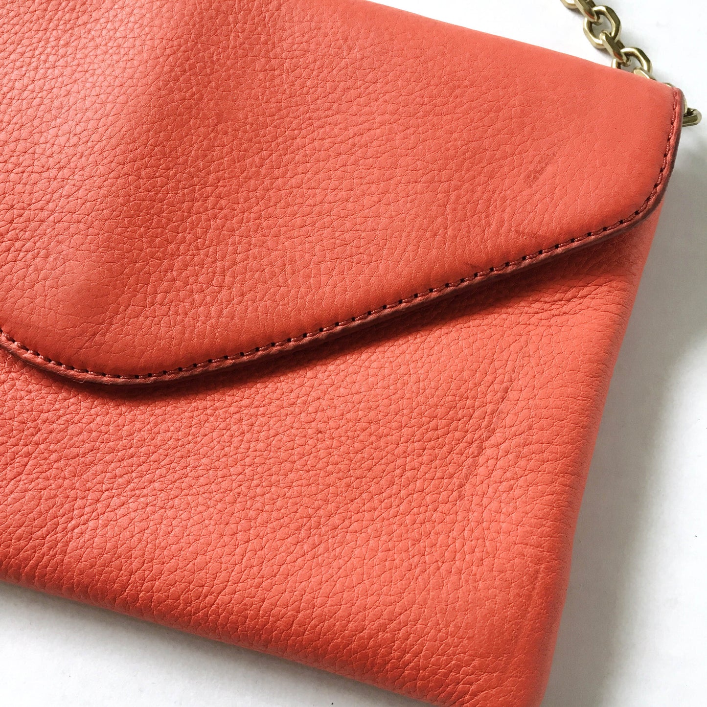 J Crew leather envelope clutch with chain