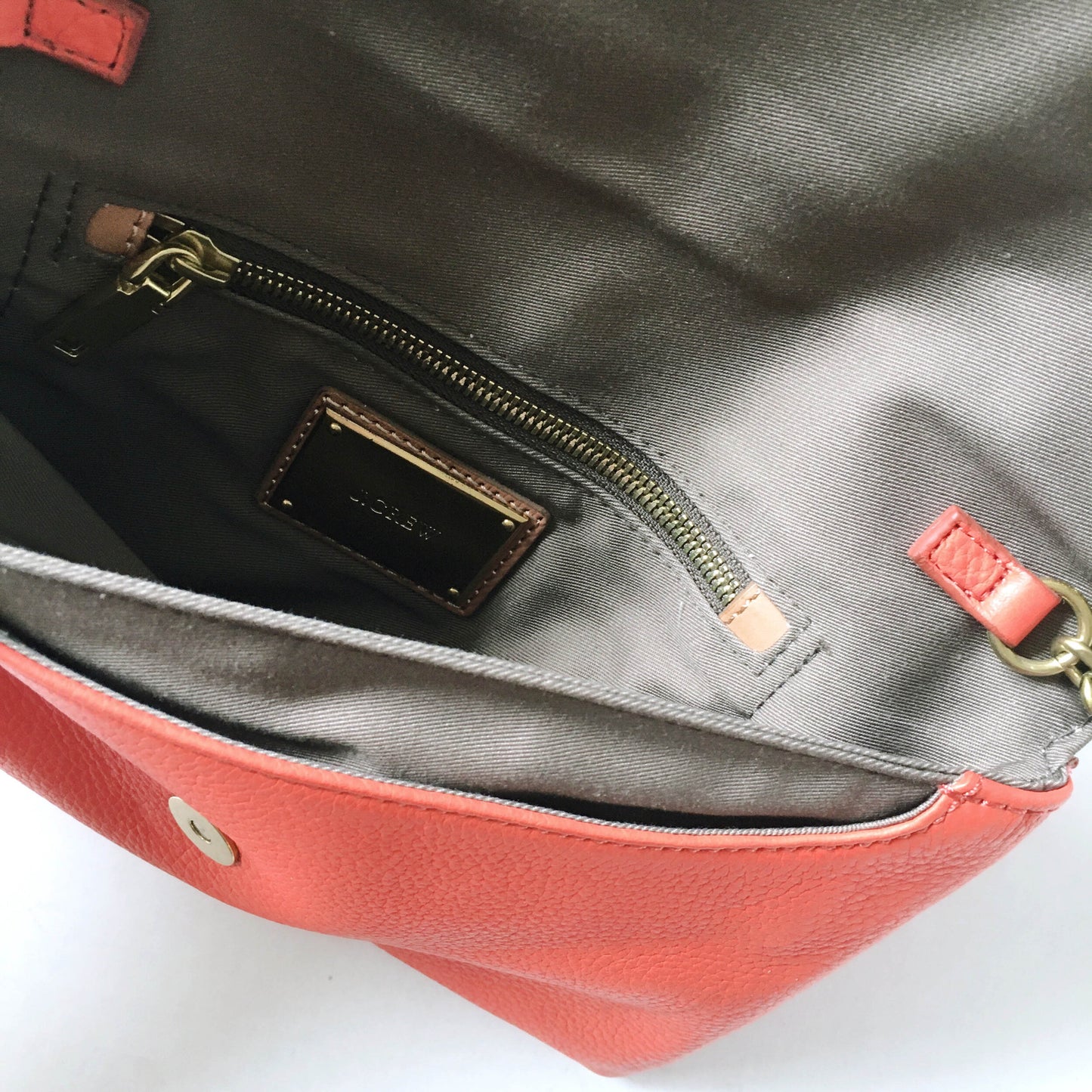 J Crew leather envelope clutch with chain