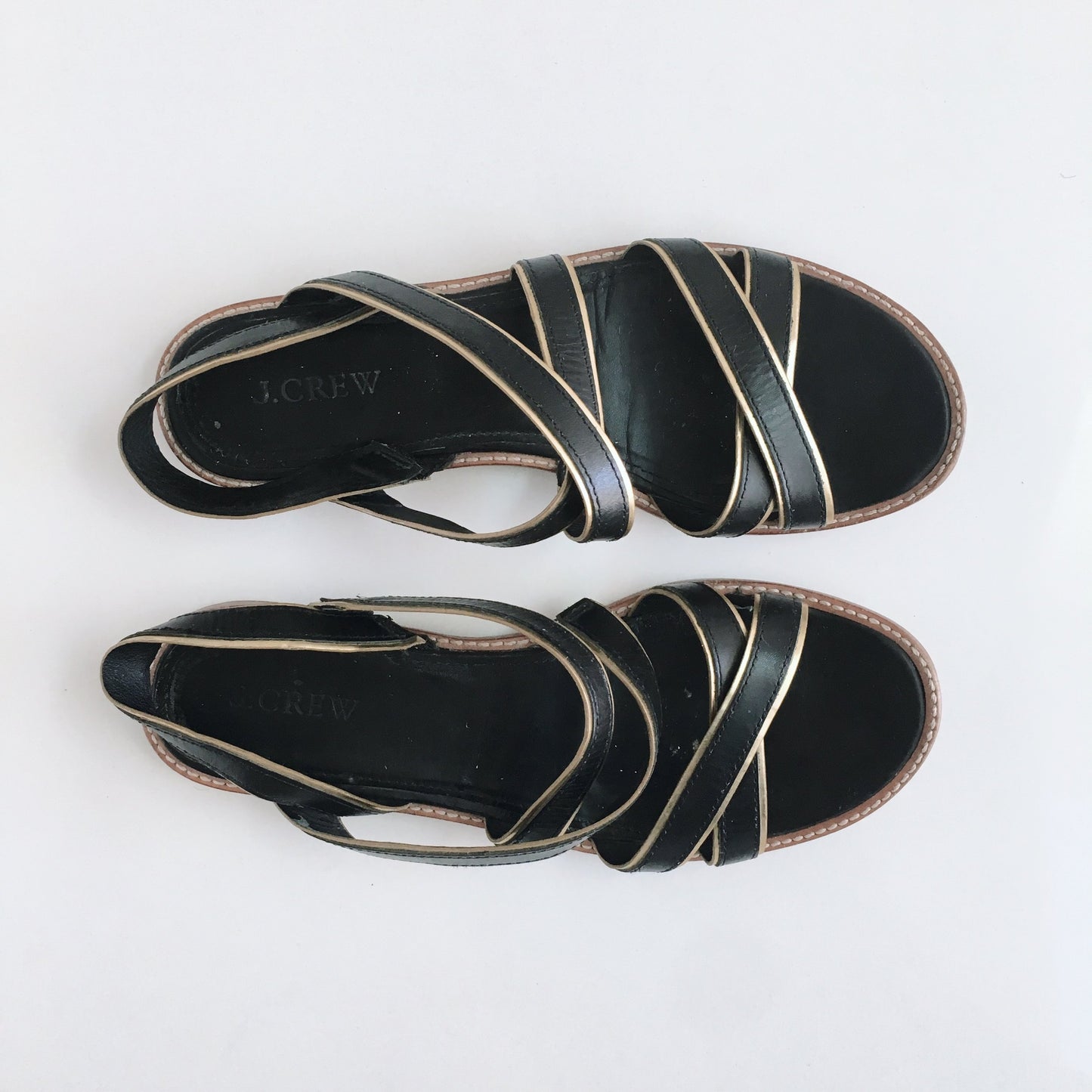 J Crew Mackenzie Metallic Trim Sandals - size 8