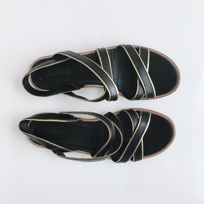 J Crew Mackenzie Metallic Trim Sandals - size 8