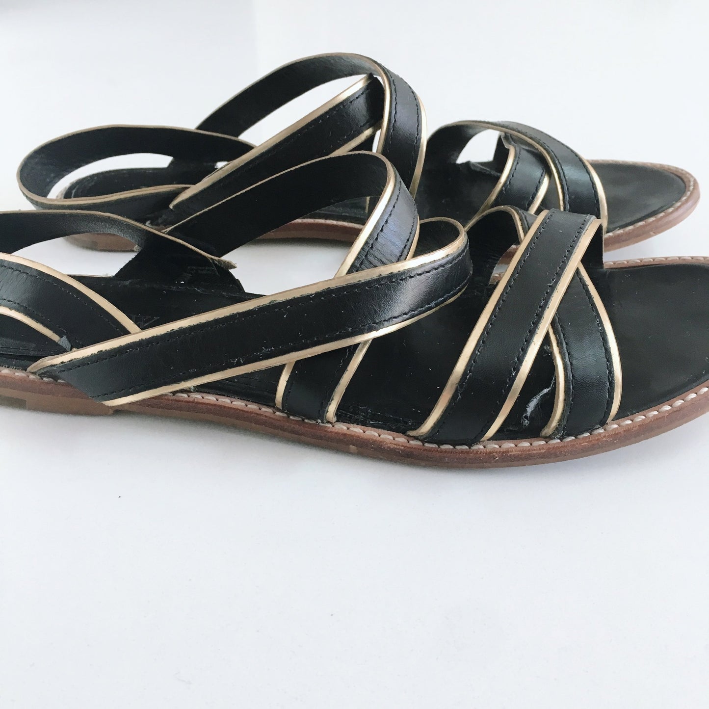 J Crew Mackenzie Metallic Trim Sandals - size 8