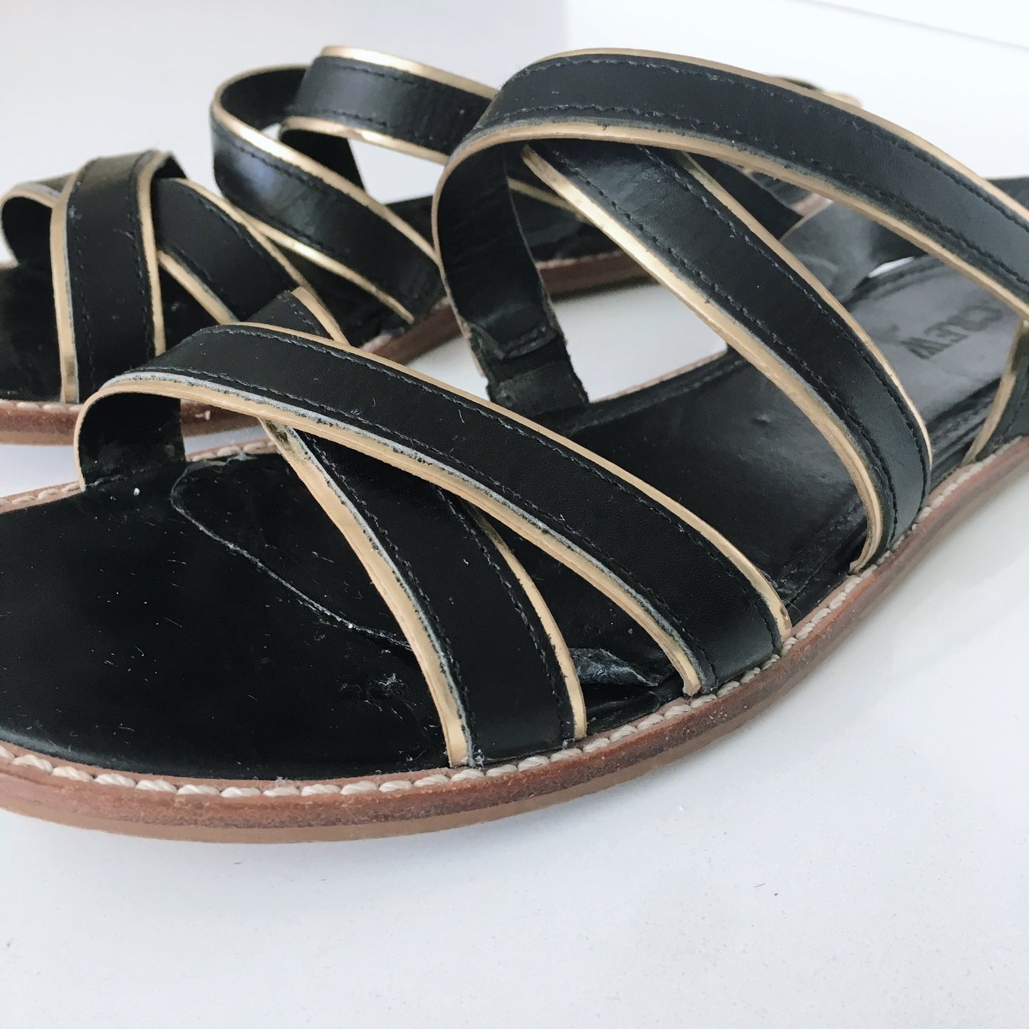 J Crew Mackenzie Metallic Trim Sandals - size 8