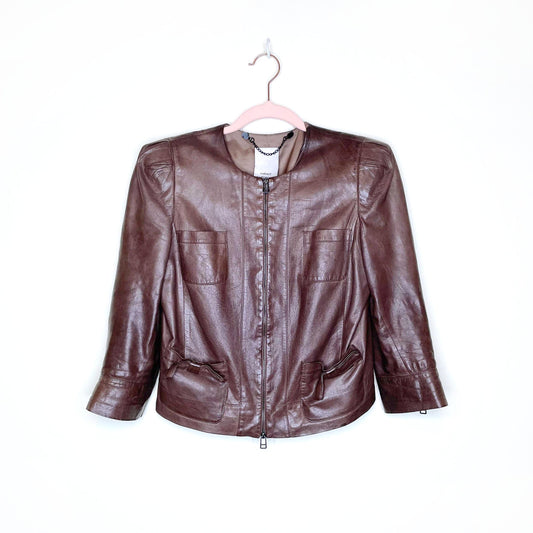 robert rodriguez cropped leather jacket - size 2